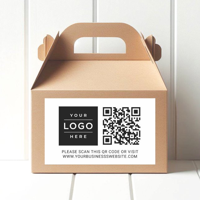Custom White Business Logo QR Code Rechteckiger Aufkleber (Von Creator hochgeladen)