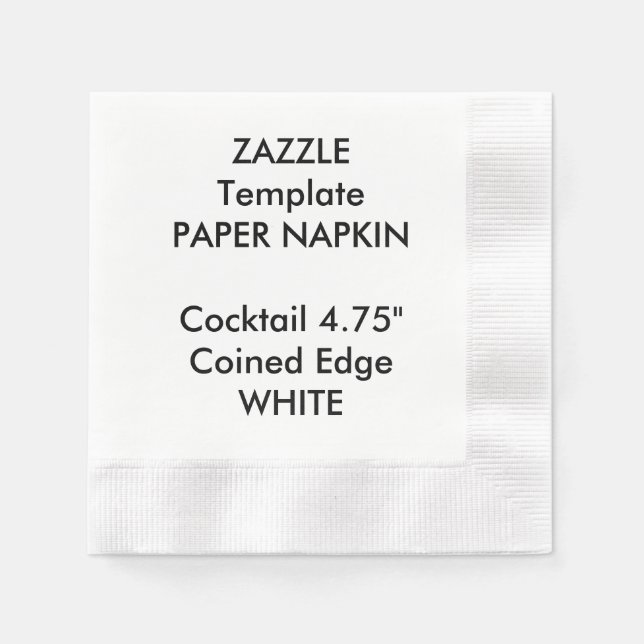 Custom WHITE Cocktail Papier Napkin Vorlage Serviette (Vorderseite)