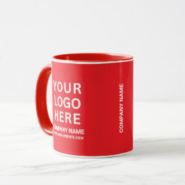 Custom White Company Logo on a Business Red Tasse