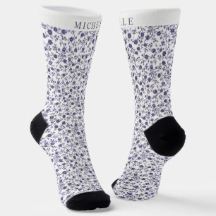 Custom White Floral Light Dunkel Lila Violet Socken