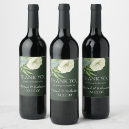 Custom White Floral und Emerald Green Vielen Dank Weinetikett