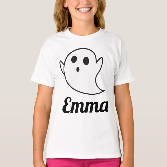 Custom White Ghost Halloween T-Shirt for Toddlers  (Vorderseite)
