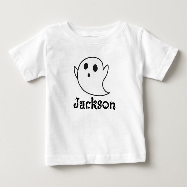 Custom White Ghost Halloween T-Shirt for Toddlers  (Vorderseite)