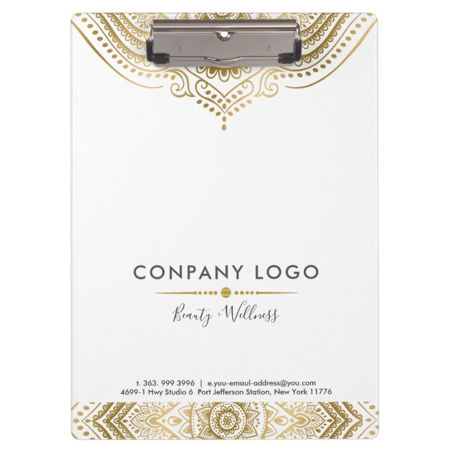 Custom White & Gold Vintag Mandala Lace Klemmbrett (Vorderseite)