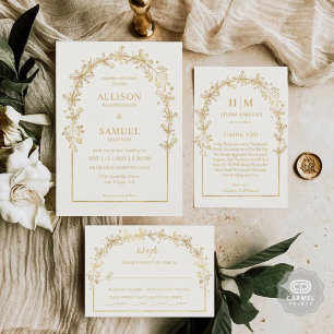 Custom White Gray Gold Herbst Hochzeit Einladung