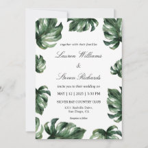 Custom White Green Elegant Palm Blätter Hochzeit