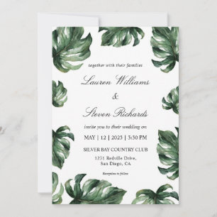 Custom White Green Elegant Palm Blätter Hochzeit Einladung