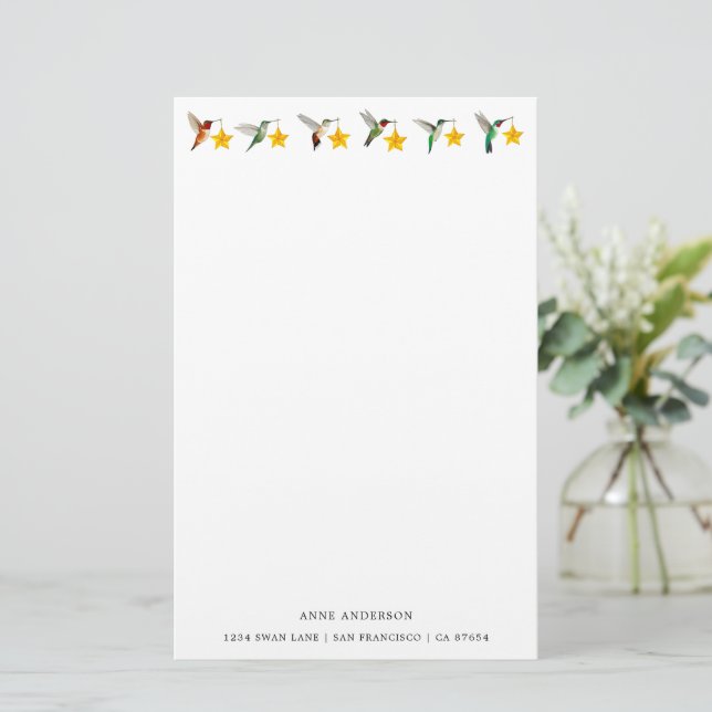Custom White Holdidays Hummingbird Stationery Briefpapier (Stehend Vorderseite)