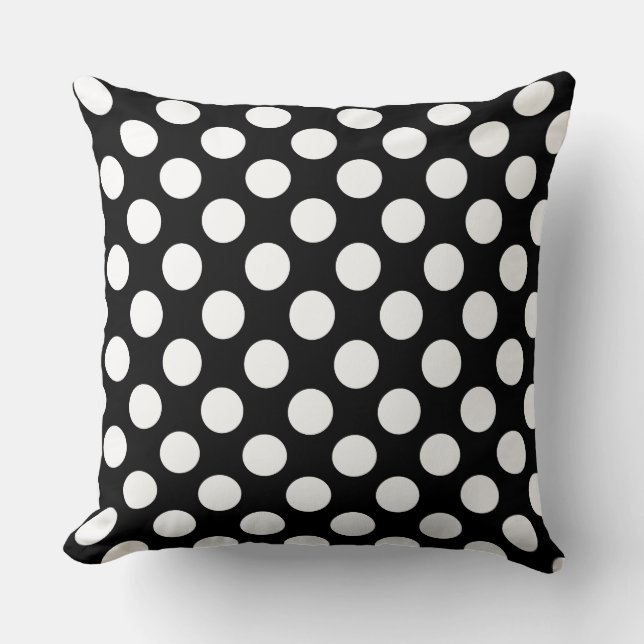 Custom White Large Polka Dot Throw Kissen (Vorderseite)