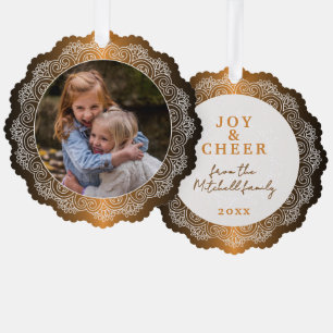 Custom White Mandala Kranz auf Imitate Red Copper Ornament Karte