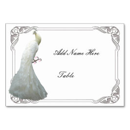 Custom White Peacock Wedding Table Platzkarte Tischnummer