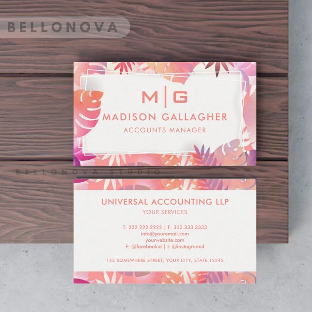 Custom White Pink Ästhetik Floral Beruflich Visitenkarte (Custom White Pink Aesthetic Floral Professional Business Card)