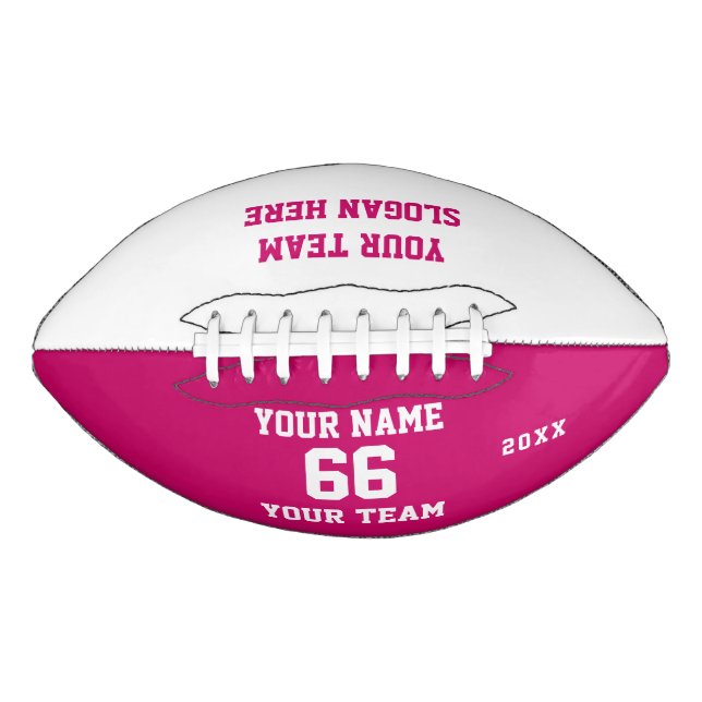 Custom white pink Football with Name, Number, Team (Vorderseite)