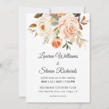 Custom White Pink Peach Rustic Rose Hochzeit