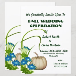 Custom White Pumpkin Fall Floral Green Einladung