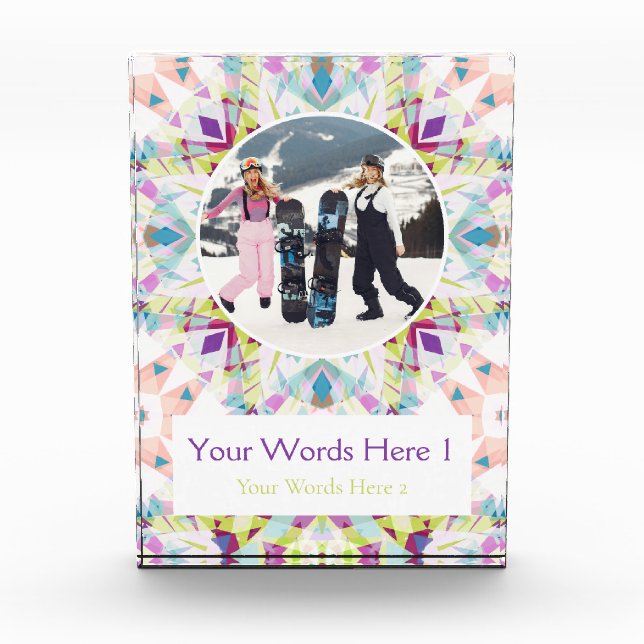 Custom White Purple Green Christmas Decor Gift Fotoblock (Vorderseite)