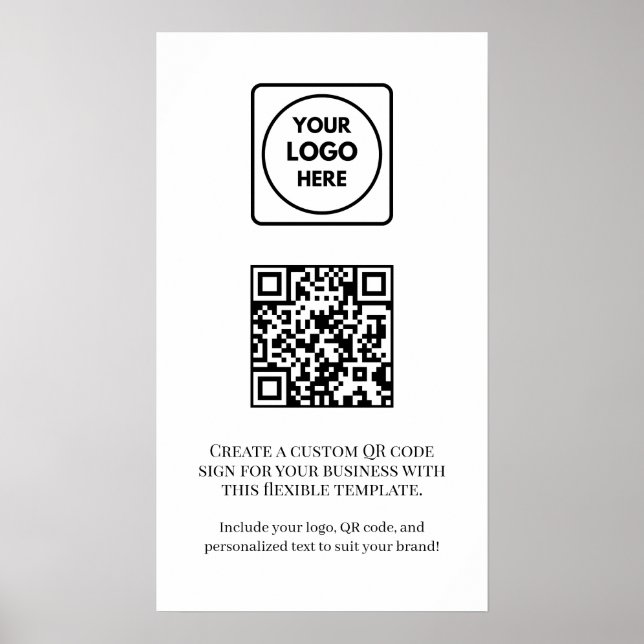 Custom White QR Code | Professional Business  Poster (Vorne)