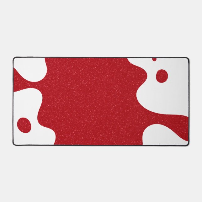 Custom White & Tomato Red Blob Desk Mat Schreibtischunterlage (Vorderseite)