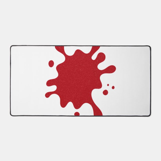 Custom White & Tomato Red Ink Splash Desk Mat Schreibtischunterlage (Vorderseite)