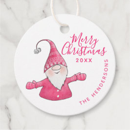 Custom White und Pink Niedlich Gnome Frohe Weihnac Geschenkanhänger