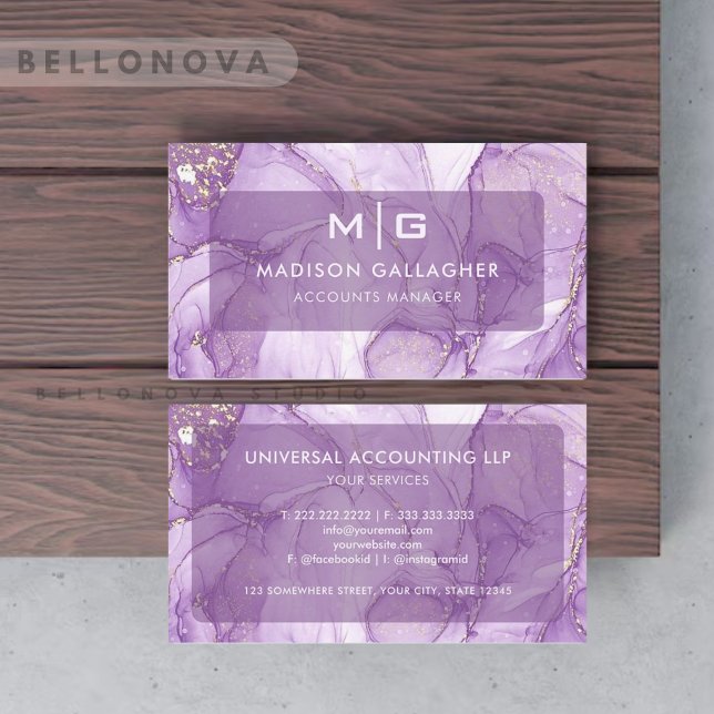 Custom White Violet Lila Agate Beruflich Visitenkarte (Custom White Violet Purple Agate Professional Business Card)
