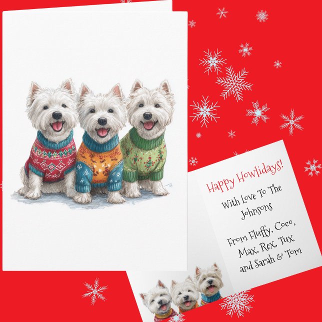 Custom White Westiday Weihnachten Ugly Sweater Url Karte (Von Creator hochgeladen)