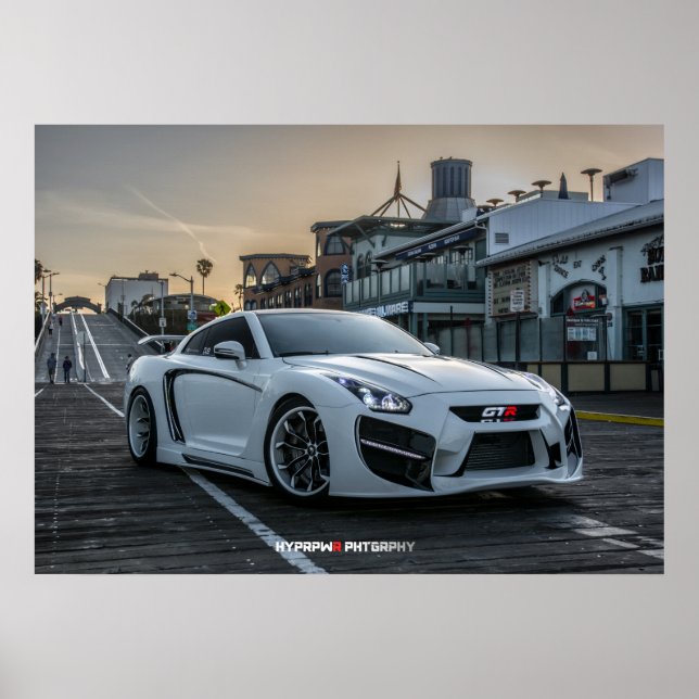 Custom Widebody Nissan GT-R with LEDs Poster (Vorne)