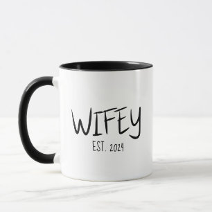 Custom Wifey EST Year Couple Wedding Anniversary Tasse
