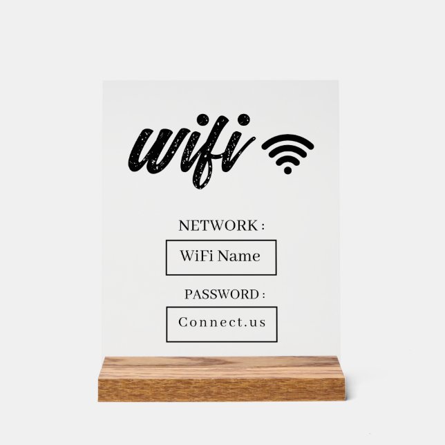 Custom Wifi Password Acrylic Table Sign Acrylschild (Vorderseite)
