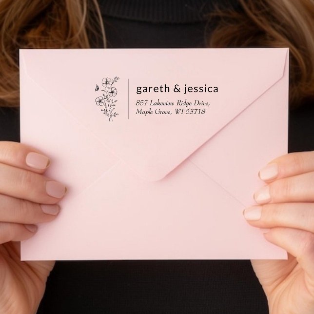 Custom Wildflower Bouquet Return Address  Permastempel (Custom Wildflower Bouquet Return Address Self-inking Stamp)