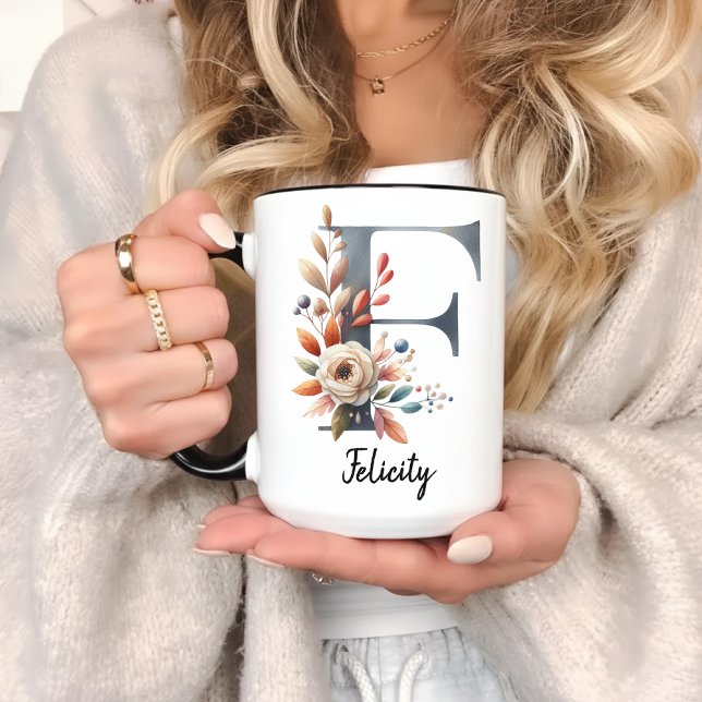 Custom Wildflower Coffee Mug for Moms or Grandmas Tasse (birth month flower mug, custom floral monogram gift, custom birth flower, personalized grandma gift,)