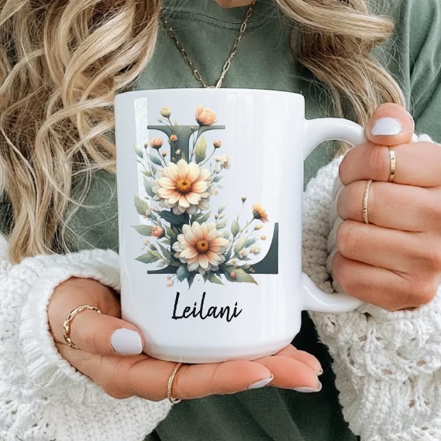 Custom Wildflower Monogram Mug for Mother’s Day Kaffeetasse (personalized gift for women, mother’s day mug, christmas mug for her, graduation mug gift for girls,)