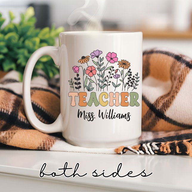 Custom Wildflower Teacher Mug, Graduation Gift Kaffeetasse (personalized teacher mug, wildflower teacher gift, retro floral mug, teacher appreciation gift,)