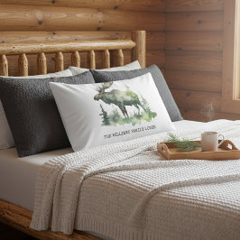 Custom Williams Family Lodge Rustic Watercolor Art Kissenbezug