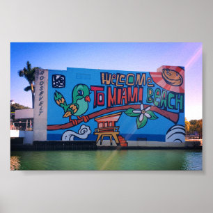Custom Willkommen in Miami Beach Florida Graffiti Poster