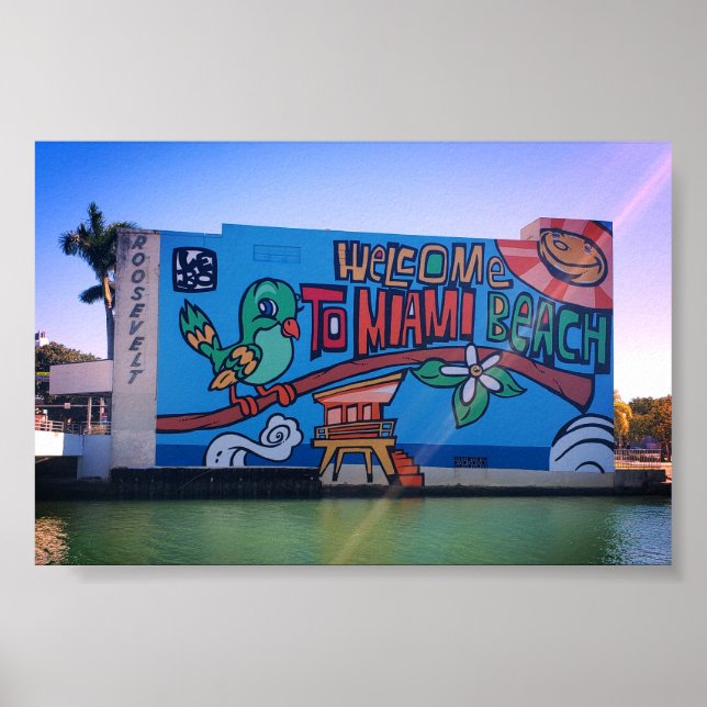 Custom Willkommen in Miami Beach Florida Graffiti Poster (Vorne)