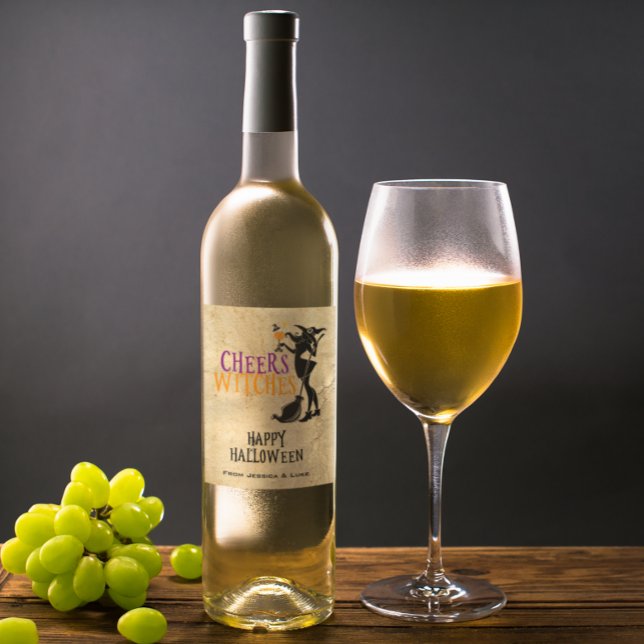 Custom Wine Label Cheers Hexen Halloween Weinetikett (Von Creator hochgeladen)