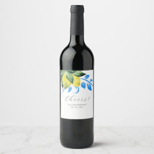 Custom Wine Labels Lemons Blau und Gelb Weinetikett