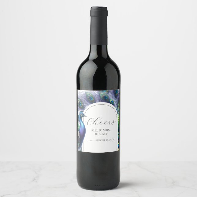 Custom Wine Labels Peacock Weinetikett (Vorderseite)