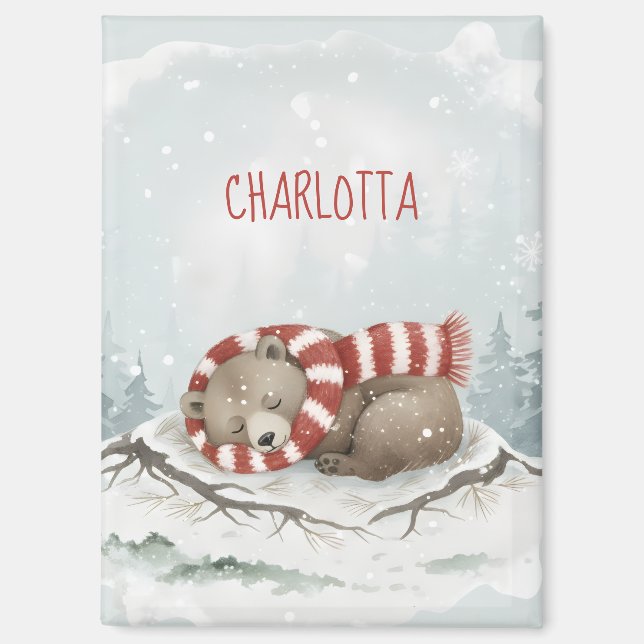 Custom Winter Bear Magnet (Vorderseite)