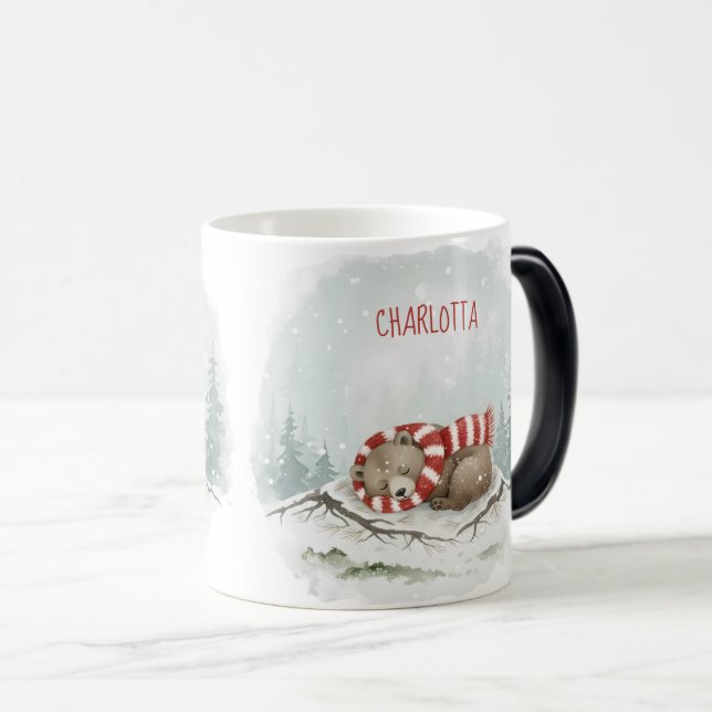 Custom Winter Bear Mug – Sleeping Animal Design Verwandlungstasse (VorderseiteRechts)