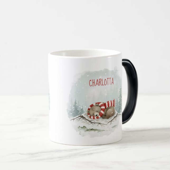 Custom Winter Bear Mug – Sleeping Animal Design Verwandlungstasse (VorderseiteRechts)