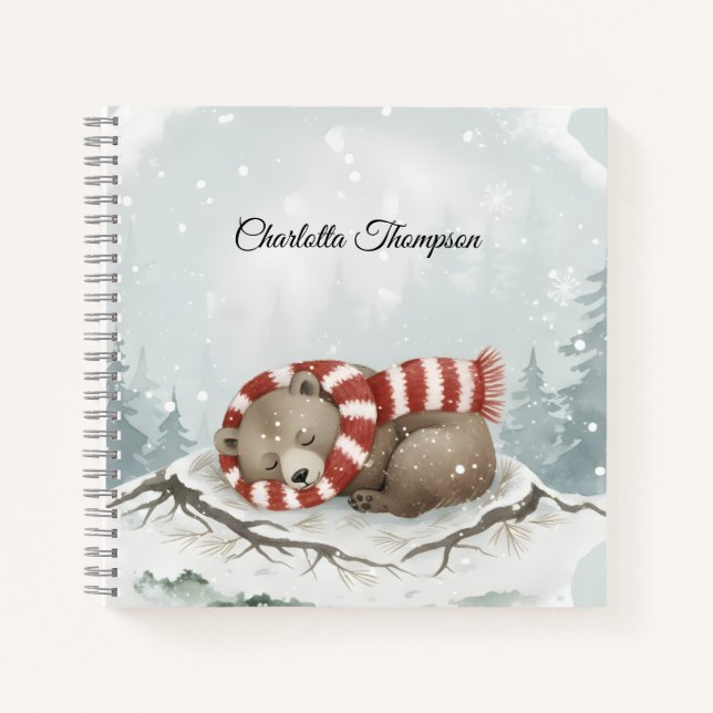 Custom Winter Bear Spiral Notebook Notizbuch (Vorderseite)
