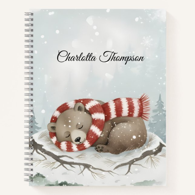 Custom Winter Bear Spiral Notebook Notizbuch (Vorderseite)