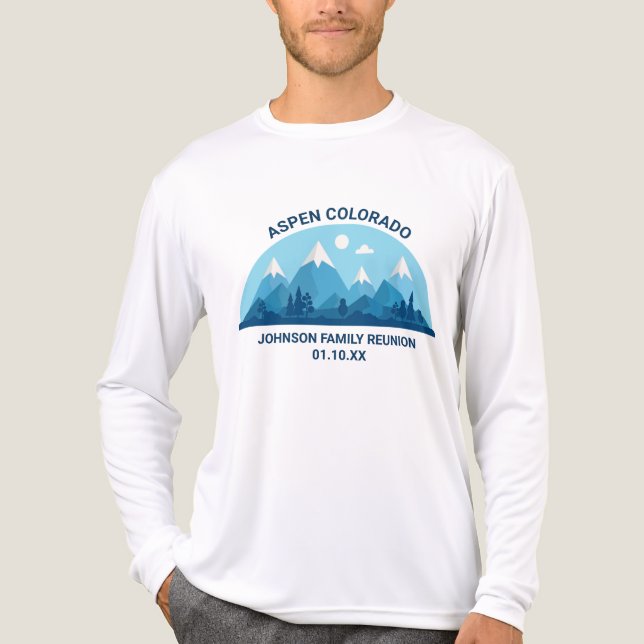Custom Winter Family Wiedersehen Mountain Long Sle Tri-Blend Shirt (Vorderseite)