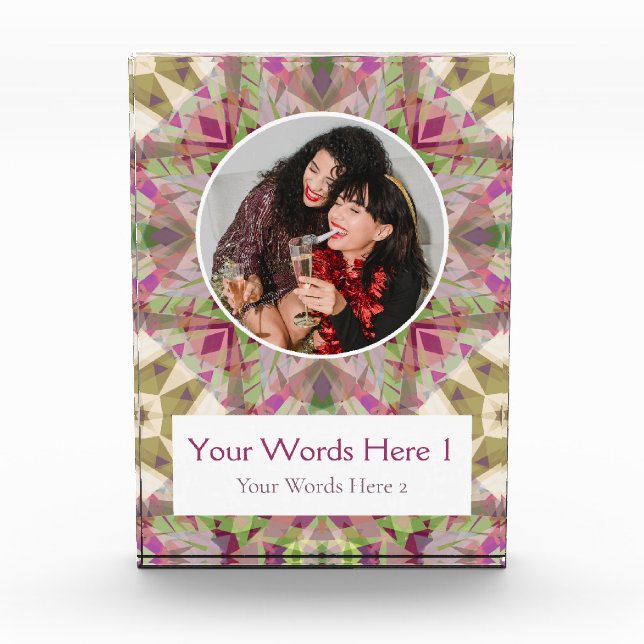 Custom Winter Gray Green Pink Star Christmas Gift Fotoblock (Vorderseite)