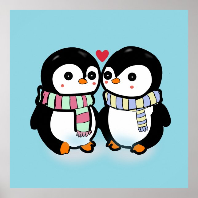 Custom Winter Penguin Love Poster (Vorne)