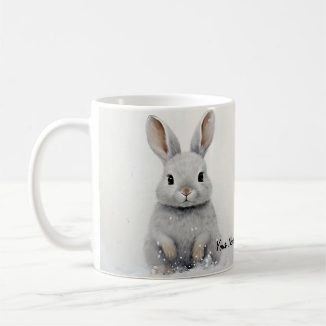 Custom Winter Rabbit Liebe Niedliche Ästhetik Kaffeetasse (Links)