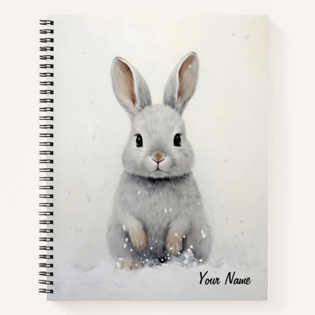 Custom Winter Rabbit Liebe Niedliche Ästhetik Notizbuch (Vorderseite)