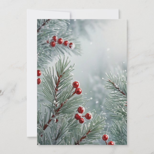 Custom Winter Wonderland | Kiefer und Berries Einladung (Vorderseite)